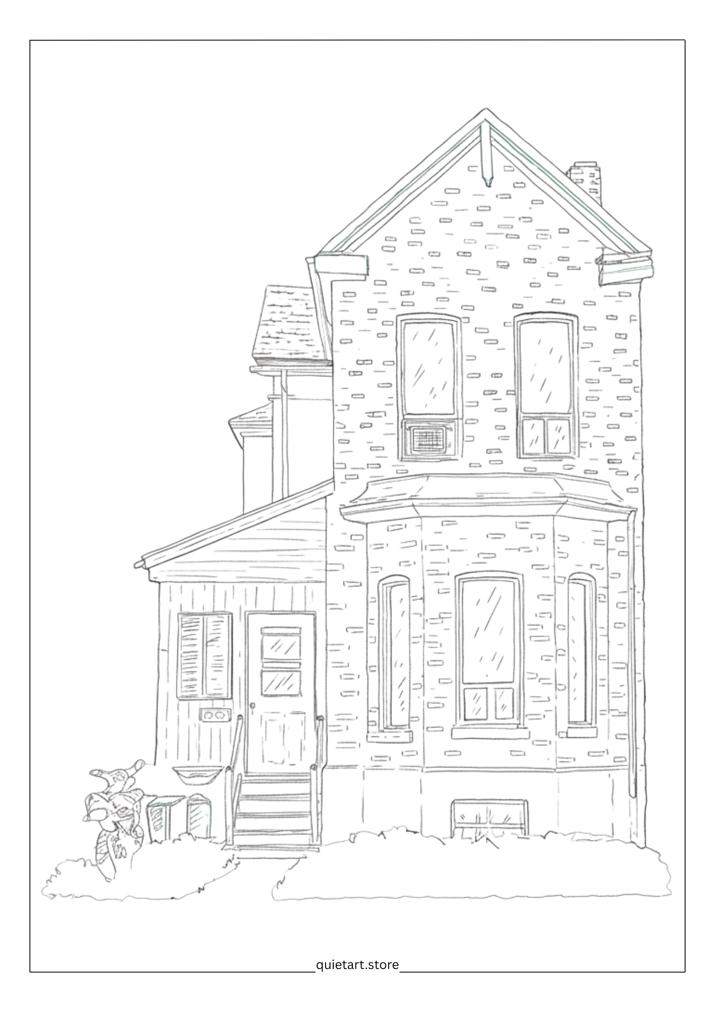 25 House Portrait Watercolor Printable Coloring Pages (PDF Download)