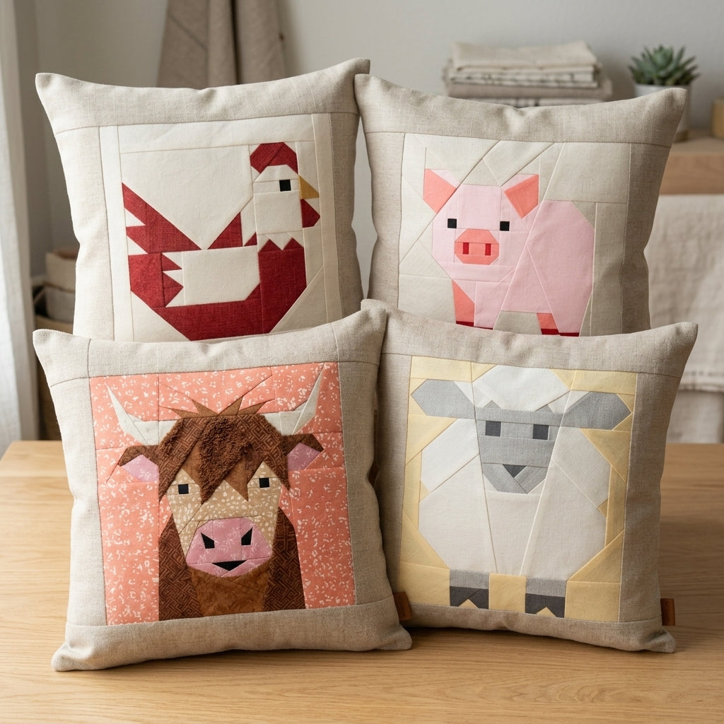 Pure White Sheep Quilt Block FPP Pattern - 3 Sizes (PDF Download)