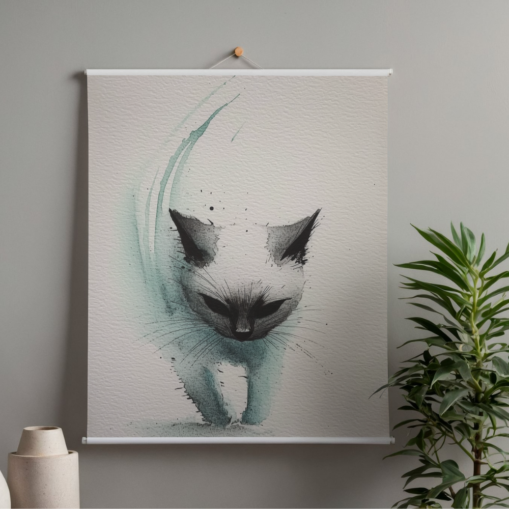 Fragmented Spirit – Minimalist Watercolor Cat Printable Wall Art
