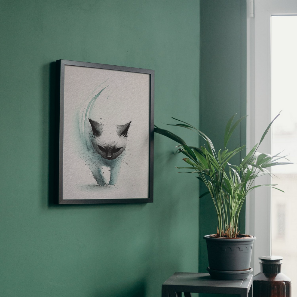 Fragmented Spirit – Minimalist Watercolor Cat Printable Wall Art