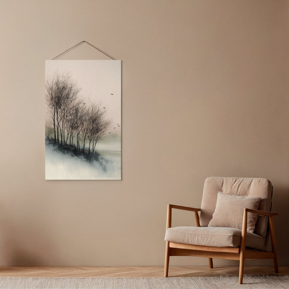 Soft Winter Flight – Minimalist Watercolor Landscape Printable Wall Art