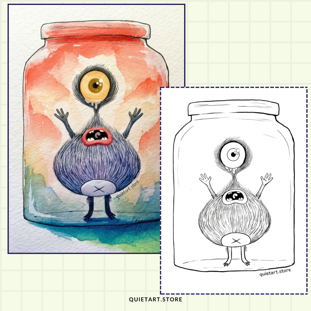 40+ Adorable Monsters Watercolor Printable Coloring Pages (PDF Download)