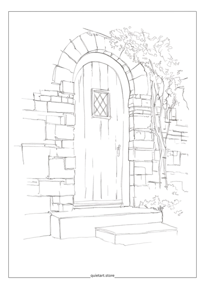 15 Door & Window Watercolor Printable Coloring Pages (PDF Download)