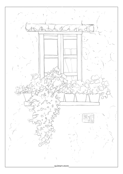 15 Door & Window Watercolor Printable Coloring Pages (PDF Download)