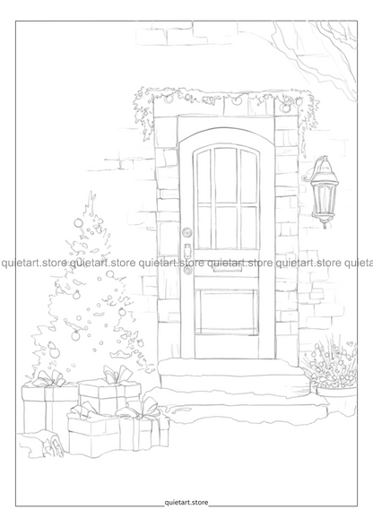 17 Christmas Watercolor Printable Coloring Pages (PDF Download)