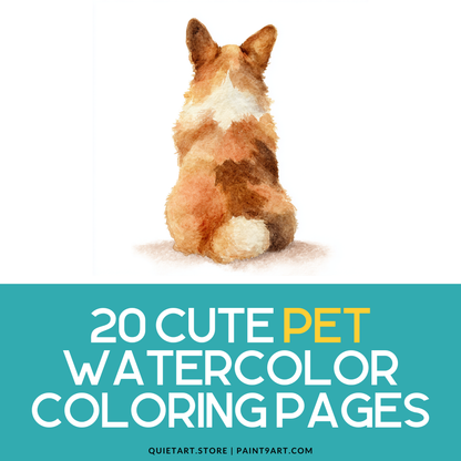 20 Cute Watercolor Pet Printable Coloring Pages (PDF Download)