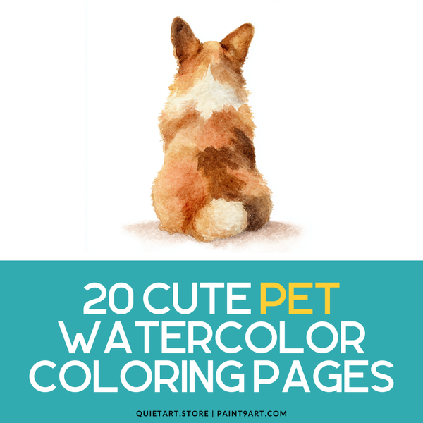 20 Cute Watercolor Pet Printable Coloring Pages (PDF Download) Quiet Art