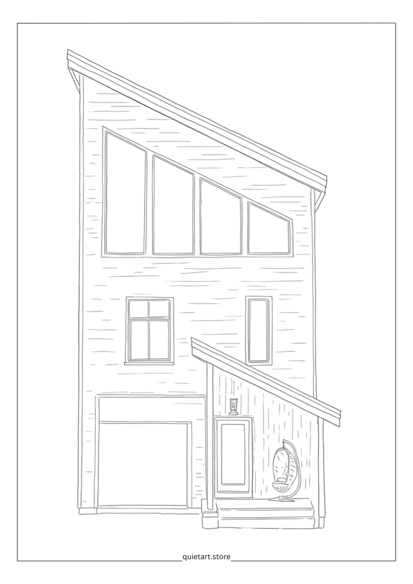 25 House Portrait Watercolor Printable Coloring Pages (PDF Download)