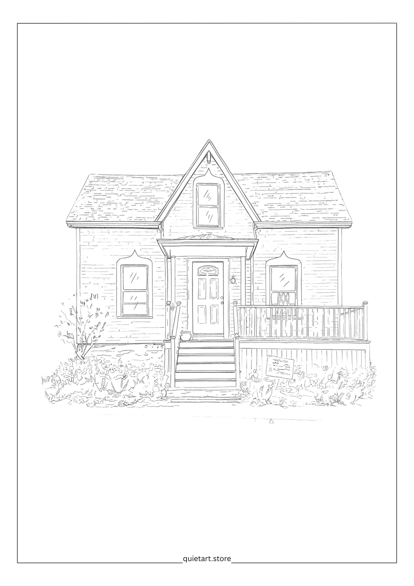 25 House Portrait Watercolor Printable Coloring Pages (PDF Download)