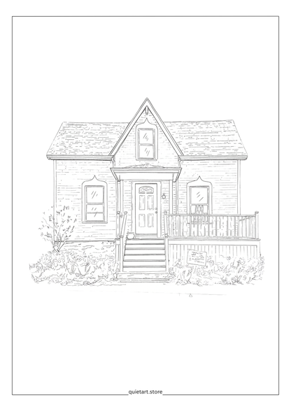 25 House Portrait Watercolor Printable Coloring Pages (PDF Download)