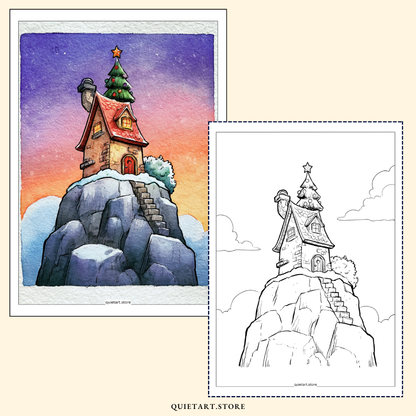 40 Christmas Watercolor Printable Coloring Pages (PDF Download)