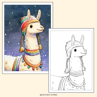 40 Christmas Watercolor Printable Coloring Pages (PDF Download)