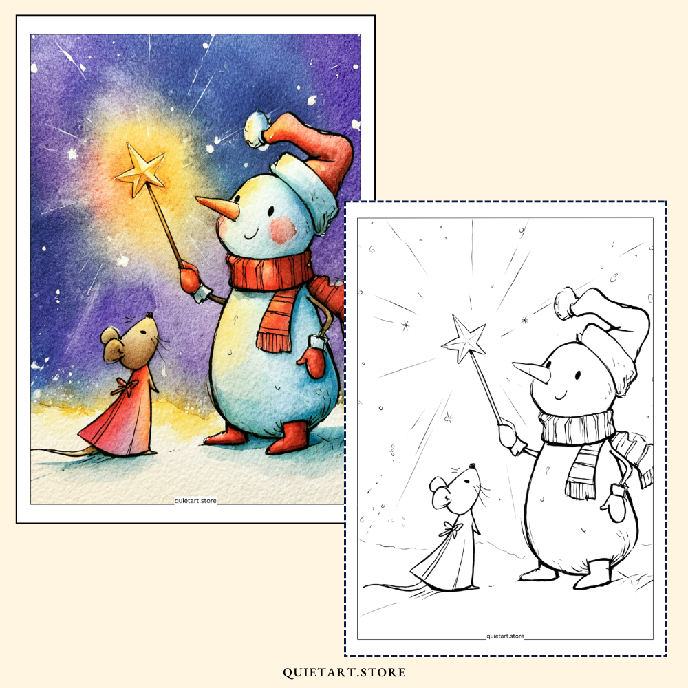 40 Christmas Watercolor Printable Coloring Pages (PDF Download)