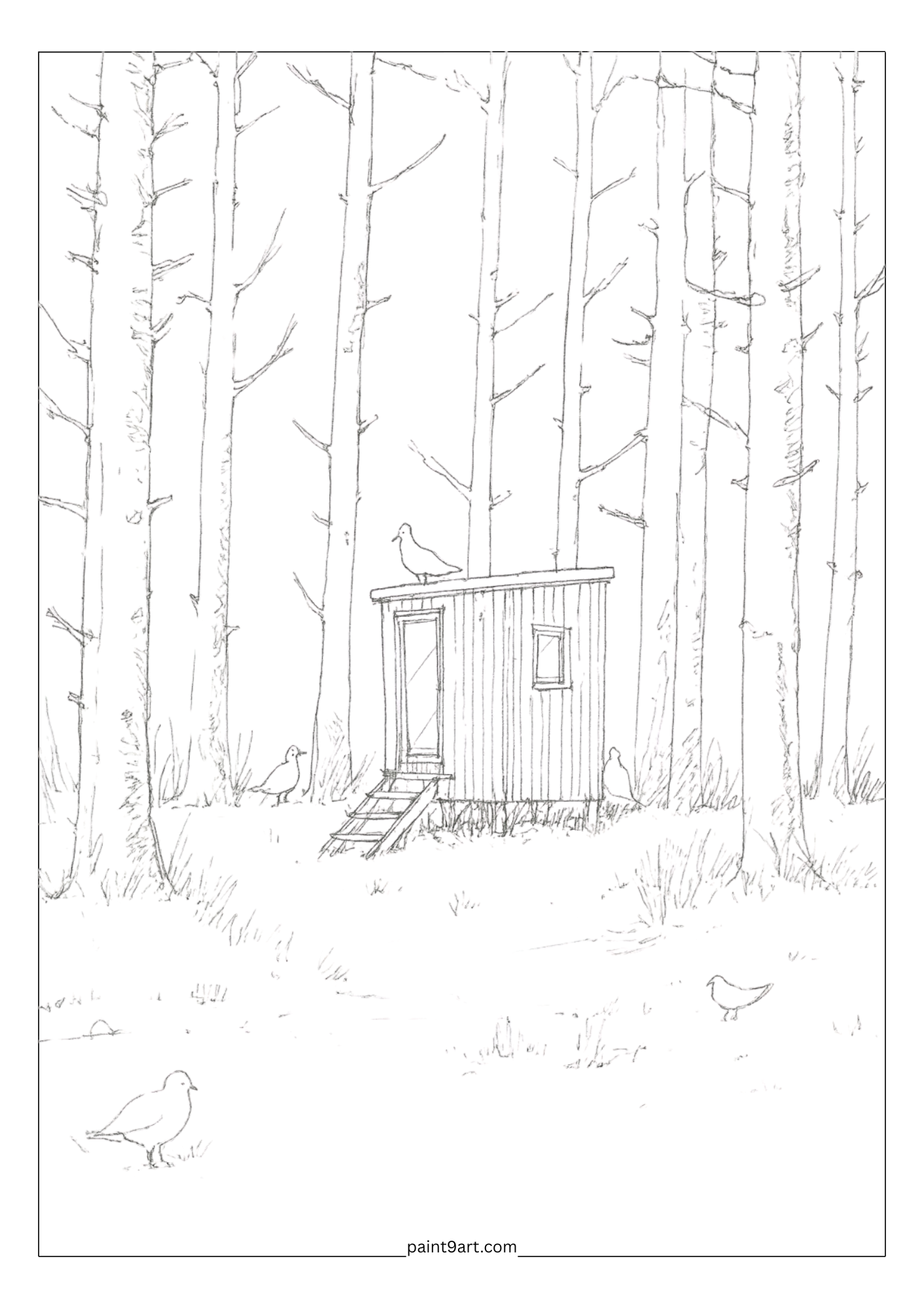 50 Tiny Cabin Watercolor Printable Coloring Pages (PDF Download)
