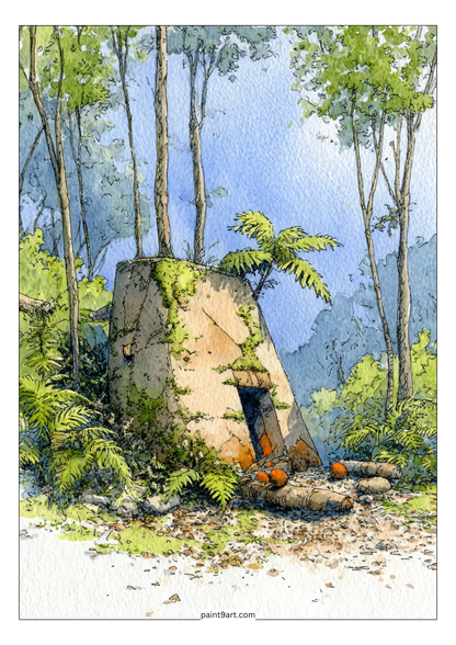 50 Tiny Cabin Watercolor Printable Coloring Pages (PDF Download)