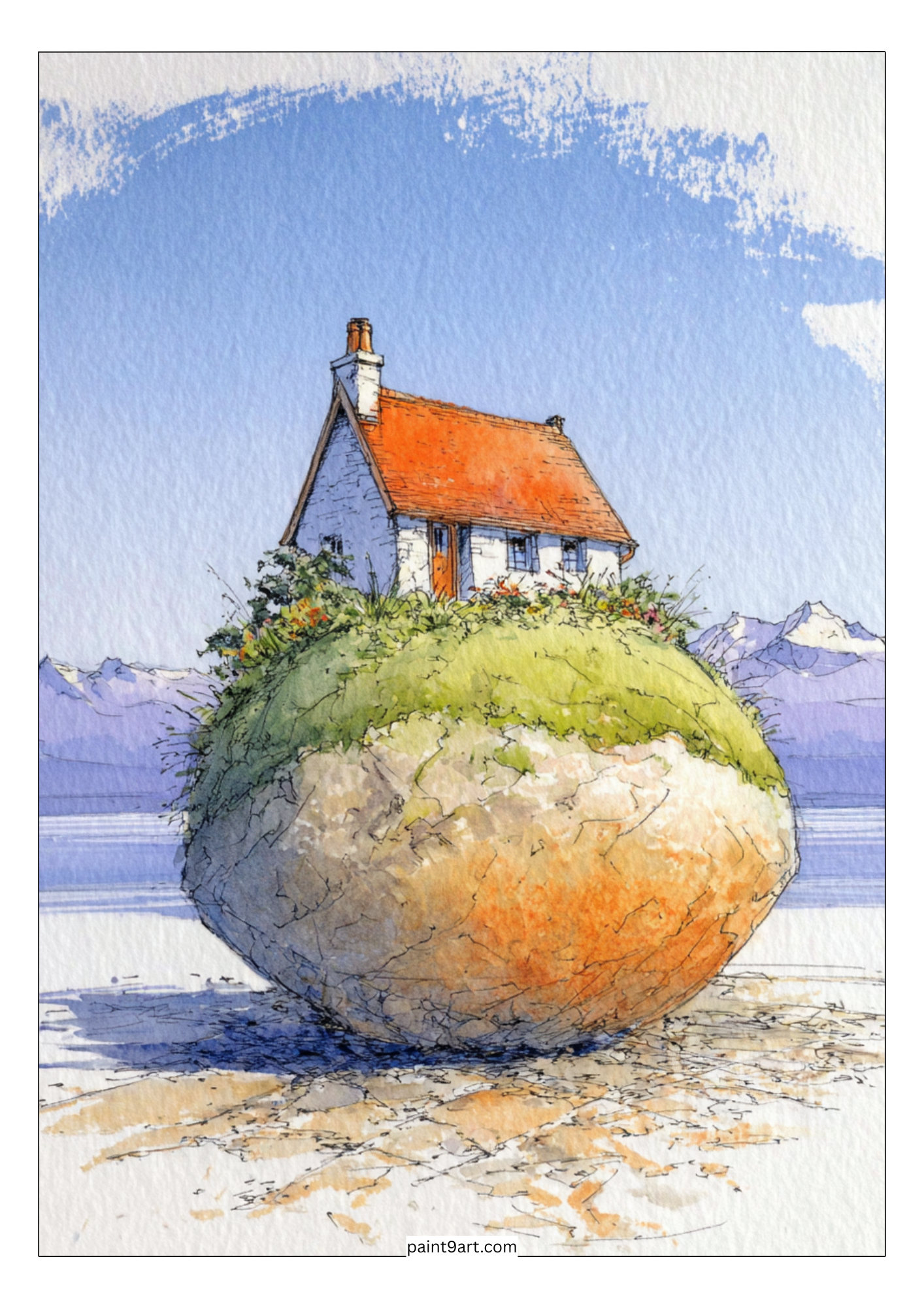 50 Tiny Cabin Watercolor Printable Coloring Pages (PDF Download)