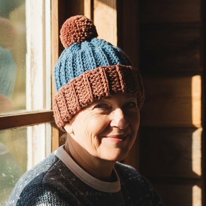 Crochet Cozy Contrast Hat (PDF Download)
