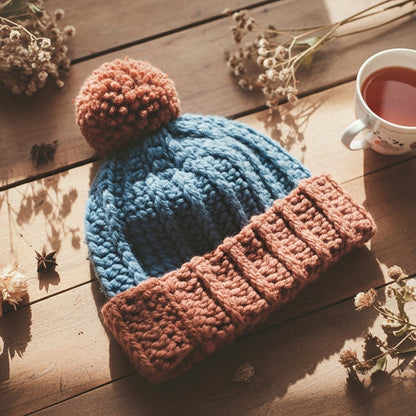 Crochet Cozy Contrast Hat (PDF Download)