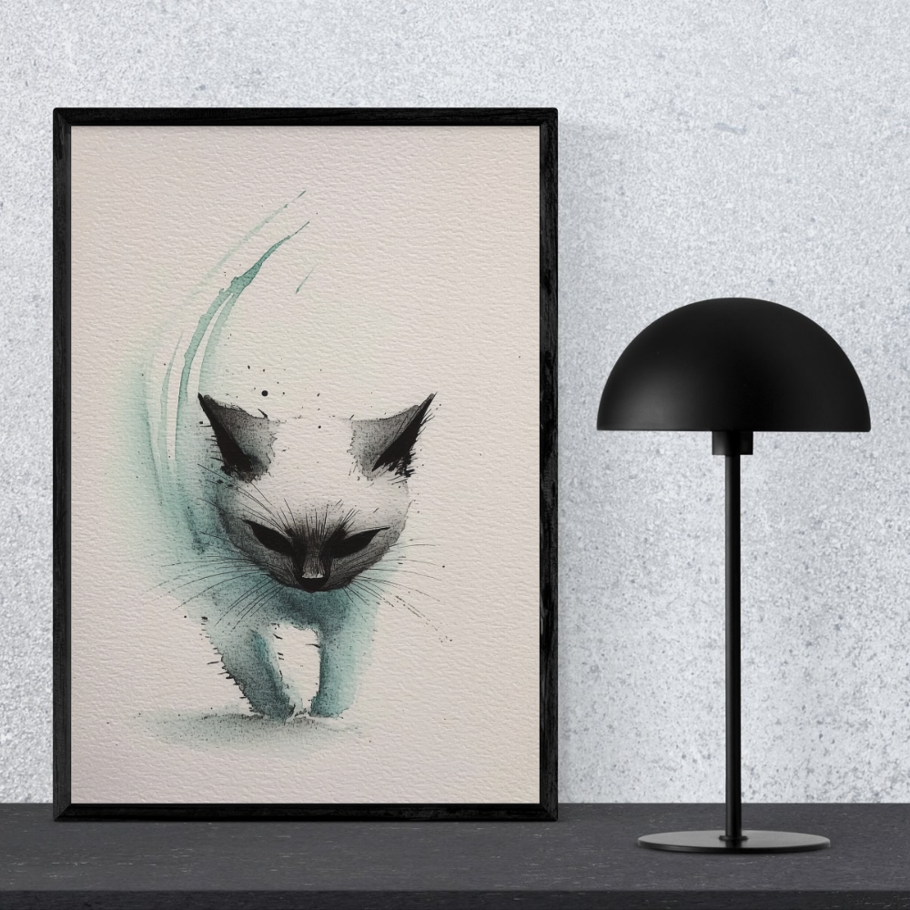 Fragmented Spirit – Minimalist Watercolor Cat Printable Wall Art