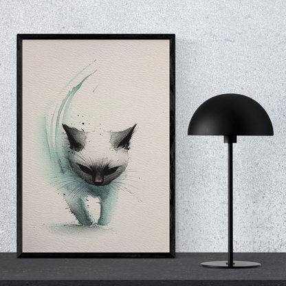 Fragmented Spirit – Minimalist Watercolor Cat Printable Wall Art