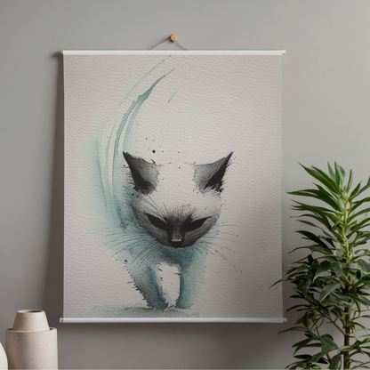 Fragmented Spirit – Minimalist Watercolor Cat Printable Wall Art
