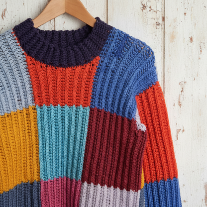 Modern Blocks Sweater Crochet Pattern (PDF Download)