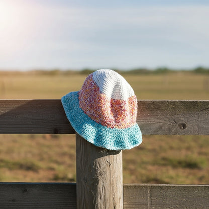 Fuzzy Stripes Crochet Bucket Hat Pattern (PDF Download)