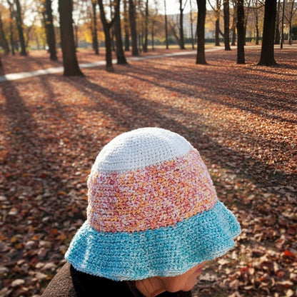 Fuzzy Stripes Crochet Bucket Hat Pattern (PDF Download)