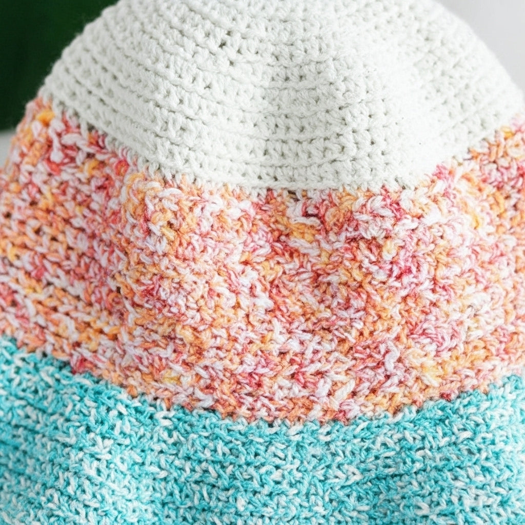 Fuzzy Stripes Crochet Bucket Hat Pattern (PDF Download)