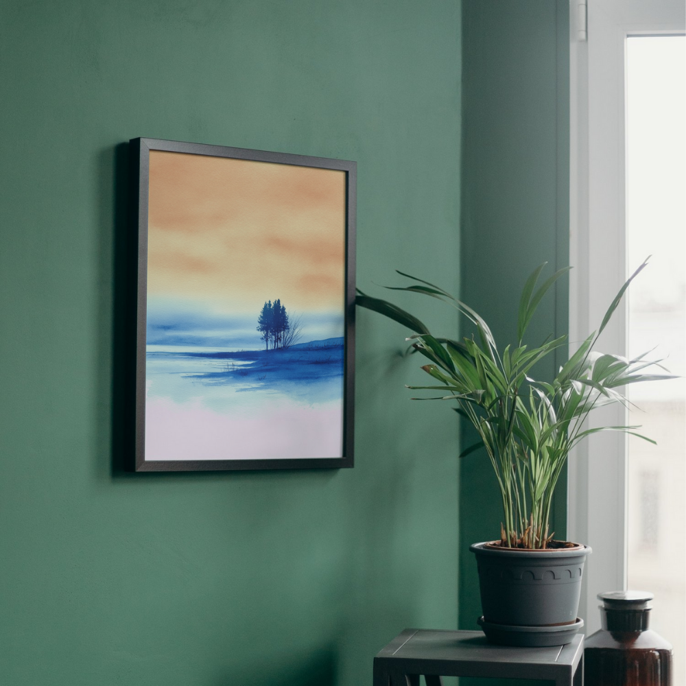 Quiet Lakeside Light – Minimalist Watercolor Landscape Printable Wall Art