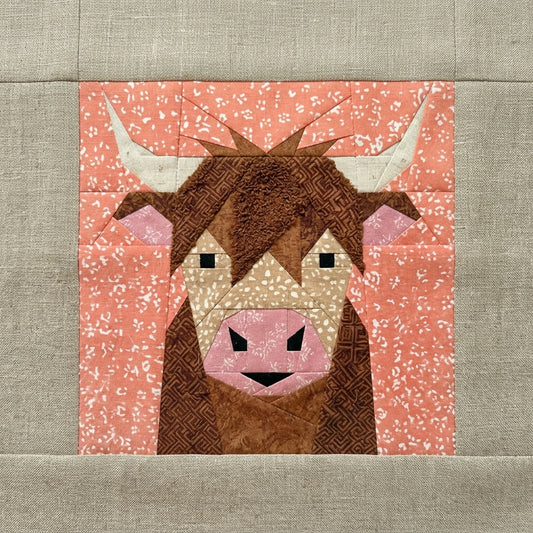 Scottish Coo Quilt Block FPP Pattern - 3 Sizes (PDF Download)