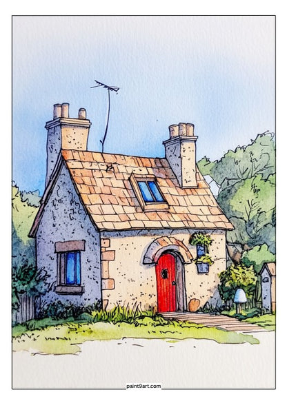 50 Cottage Watercolor Printable Coloring Pages (PDF Download)
