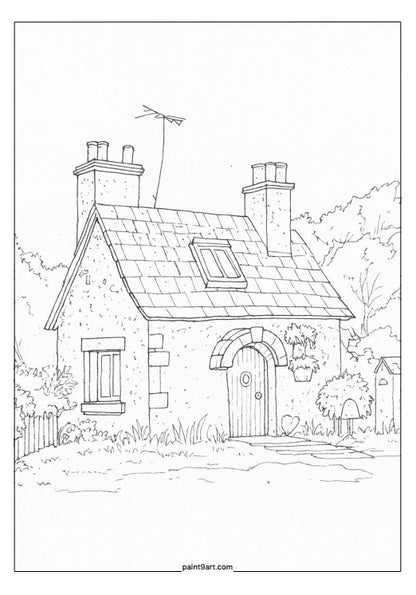 50 Cottage Watercolor Printable Coloring Pages (PDF Download)