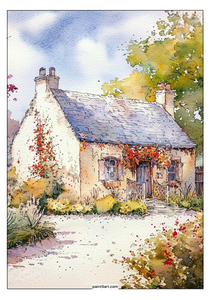 50 Cottage Watercolor Printable Coloring Pages (PDF Download)