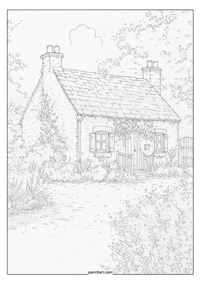 50 Cottage Watercolor Printable Coloring Pages (PDF Download)