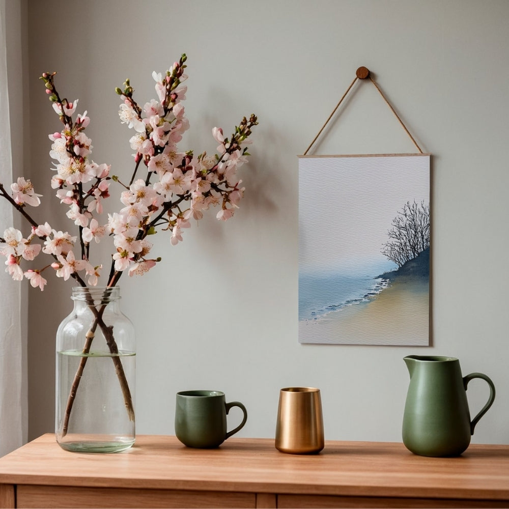 Soft Water Edge – Minimalist Watercolor Shoreline Printable Wall Art