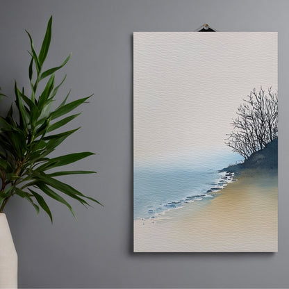 Soft Water Edge – Minimalist Watercolor Shoreline Printable Wall Art