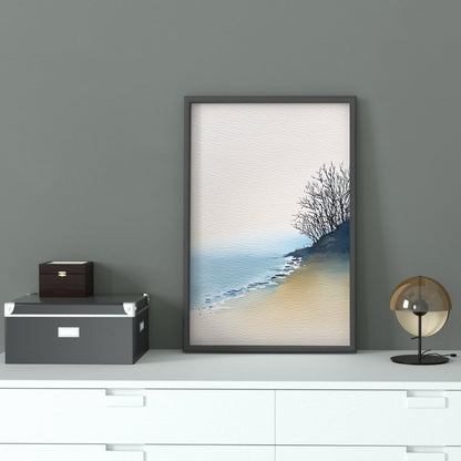 Soft Water Edge – Minimalist Watercolor Shoreline Printable Wall Art
