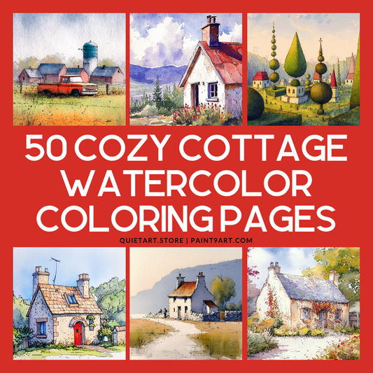 50 Cottage Watercolor Printable Coloring Pages (PDF Download)