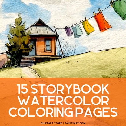 15 Storybook Watercolor Printable Coloring Pages (PDF Download)