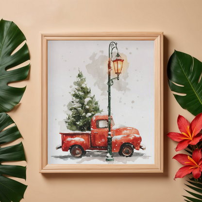 Vintage Christmas Watercolor Set – Printable Wall Art (6 Prints) | Digital Download