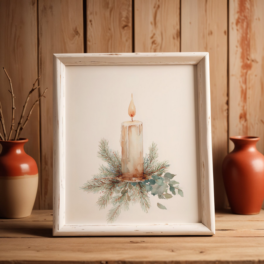 Vintage Christmas Watercolor Set – Printable Wall Art (6 Prints) | Digital Download