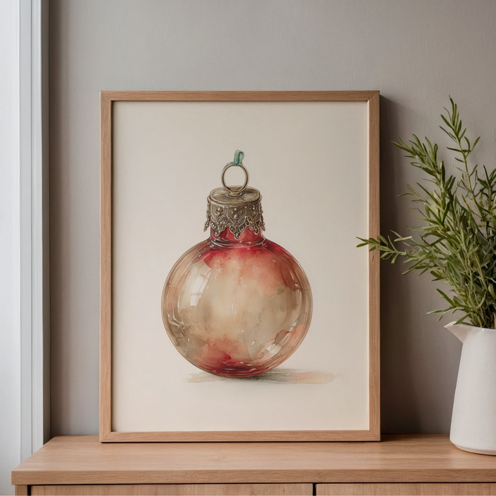 Vintage Christmas Watercolor Set – Printable Wall Art (6 Prints) | Digital Download