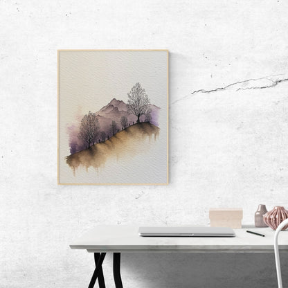 Violet Mountains – Minimalist Watercolor Landscape Printable Wall Art