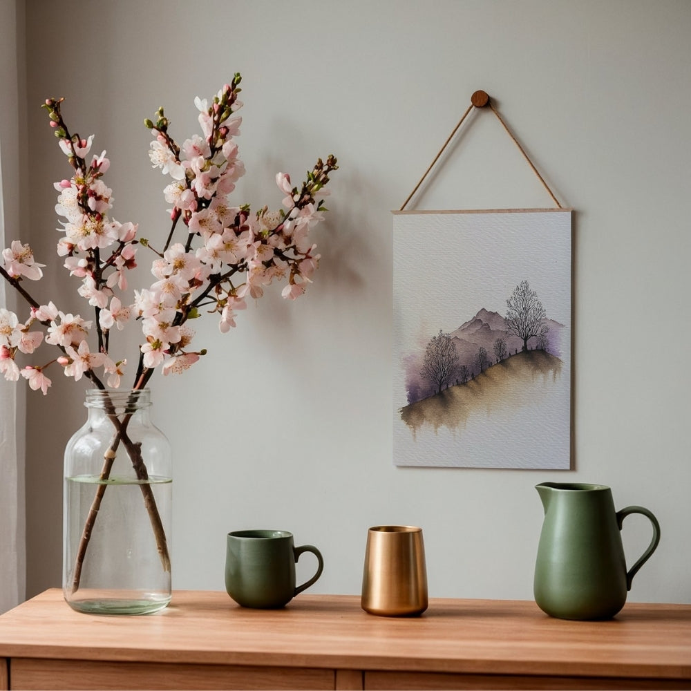 Violet Mountains – Minimalist Watercolor Landscape Printable Wall Art