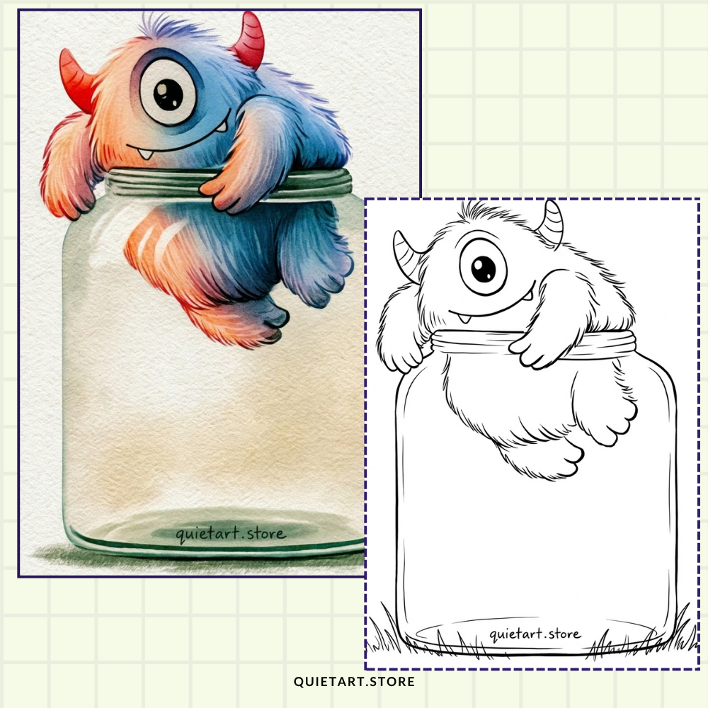 40+ Adorable Monsters Watercolor Printable Coloring Pages (PDF Download)