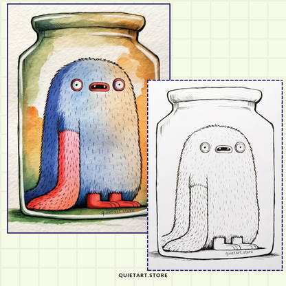 40+ Adorable Monsters Watercolor Printable Coloring Pages (PDF Download)