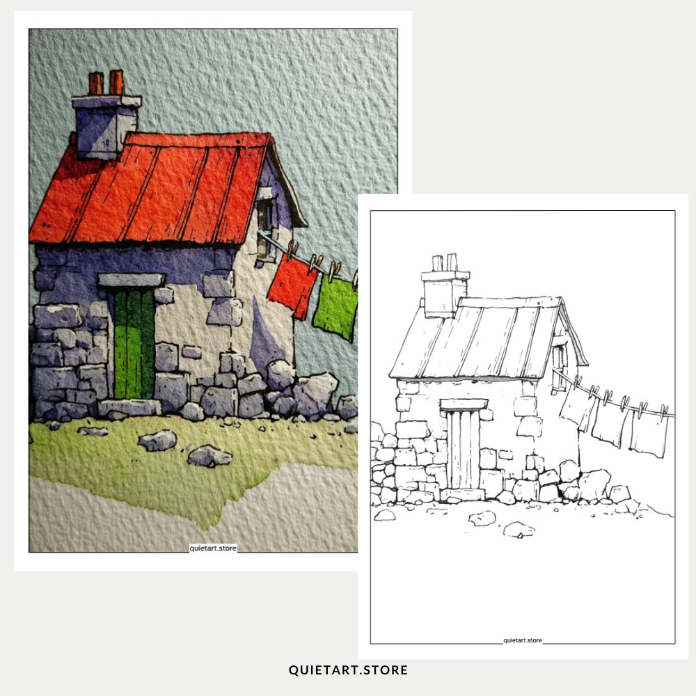 33 Country Look Watercolor Printable Coloring Pages (PDF Download)