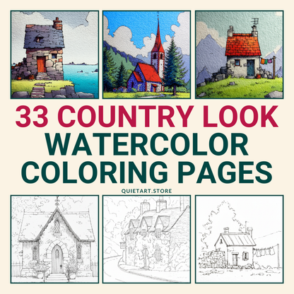 33 Country Look Watercolor Printable Coloring Pages (PDF Download)