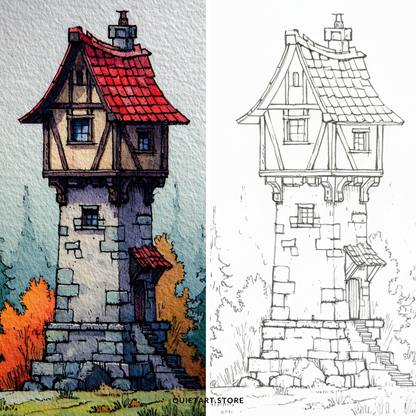 33 Country Look Watercolor Printable Coloring Pages (PDF Download)